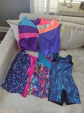 Danskin Girls Multicolor Gymnastics Leotard Lot - Purple, Pink, Teal, Blue